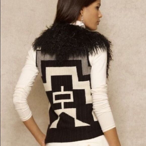 Ralph Lauren Black, Gray & Ivory Southwest Knit Sweater Vest - Picture 8 of 16
